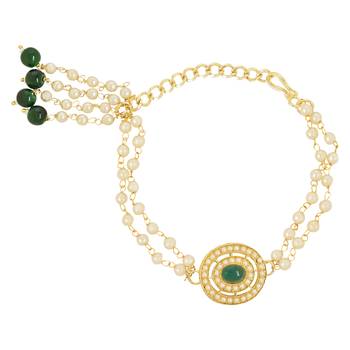 rakshabhandhan special designer pearl hanging lumba bracelet rakhi for bhabhi/sister  2