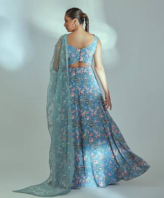 Blue georgette anarkali set 2