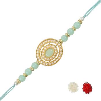 rakshabhandhan special kundan stone rakhi with roli chawal for bhaiya/brother/mens  2