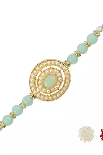 rakshabhandhan special kundan stone rakhi with roli chawal for bhaiya/brother/mens 