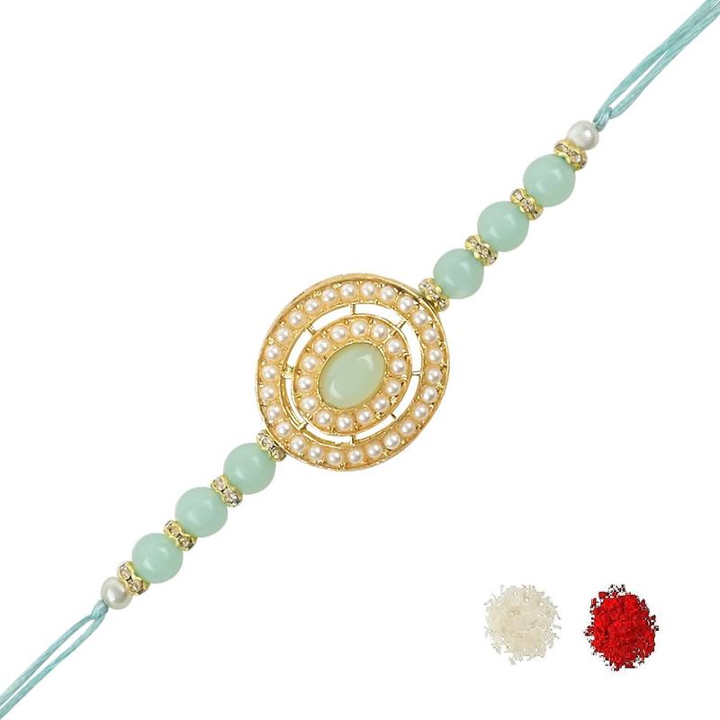 rakshabhandhan special kundan stone rakhi with roli chawal for bhaiya/brother/mens 