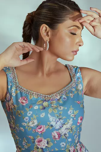 Blue georgette anarkali set