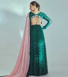 Green and pink georgette anarkali set