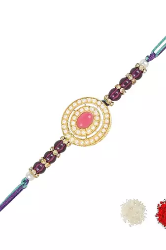 rakshabhandhan special kundan stone rakhi with roli chawal for bhaiya/brother/mens 