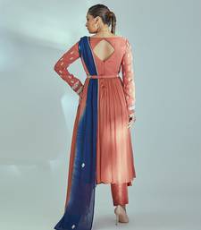 Orange and blue georgette crepe anarkali set