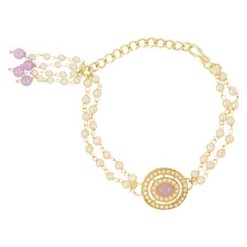 rakshabhandhan special kundan bhaiya bhabhi pearl hanging lumba bracelet rakhi combo set with roli chawal 3