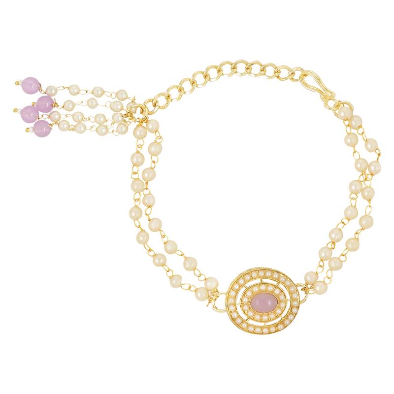 rakshabhandhan special kundan bhaiya bhabhi pearl hanging lumba bracelet rakhi combo set with roli chawal