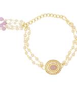 rakshabhandhan special designer pearl hanging lumba bracelet rakhi for bhabhi/sister (r096pu-l)