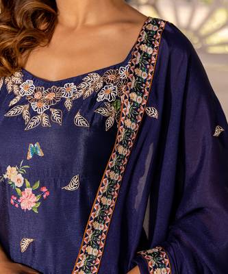 Navy blue georgette crepe sharara set kurta set 5