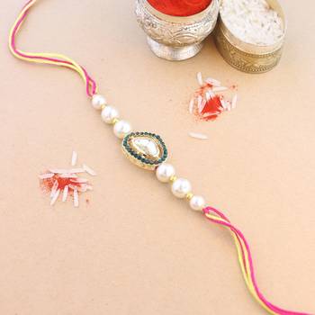 rakshabhandhan special kundan stone rakhi with roli chawal for bhaiya/brother/mens  1