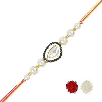 rakshabhandhan special kundan stone rakhi with roli chawal for bhaiya/brother/mens  2