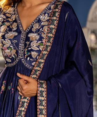 Navy blue georgette crepe anarkali set 3