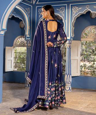Navy blue georgette crepe anarkali set 5