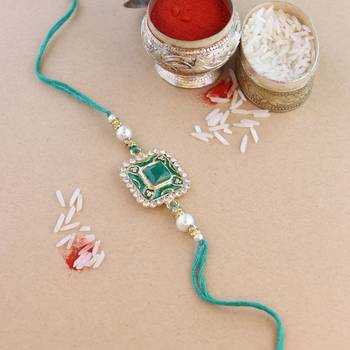 rakshabhandhan special meenakari kundan stone rakhi with roli chawal for bhaiya/brother/mens  1