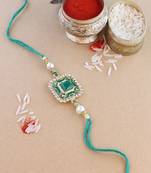 rakshabhandhan special meenakari kundan stone rakhi with roli chawal for bhaiya/brother/mens 