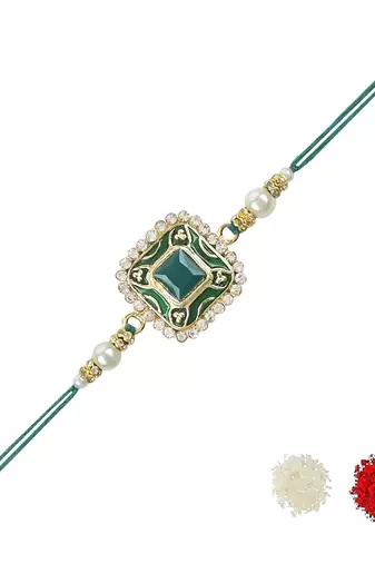 rakshabhandhan special meenakari kundan stone rakhi with roli chawal for bhaiya/brother/mens 