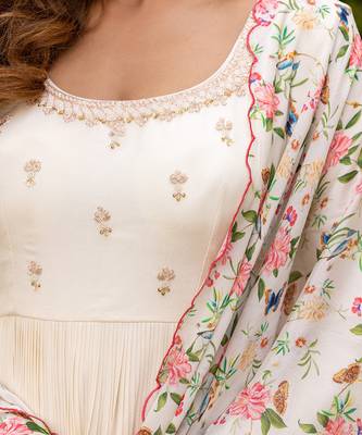 Off white georgette crepe anarkali set 4