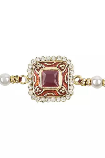 rakshabhandhan special meenakari kundan stone rakhi with roli chawal for bhaiya/brother/mens 