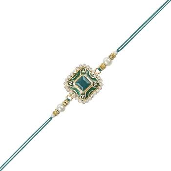rakshabhandhan special kundan stone rakhi with roli chawal for bhaiya/brother/mens  3