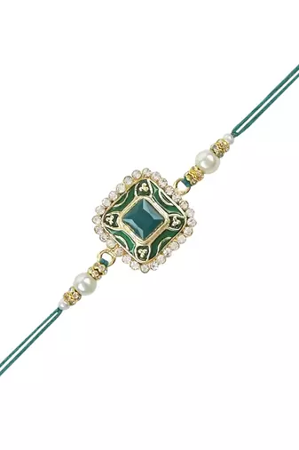 rakshabhandhan special kundan stone rakhi with roli chawal for bhaiya/brother/mens 