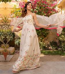 Off white georgette crepe anarkali set
