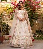 Off white georgette crepe anarkali set