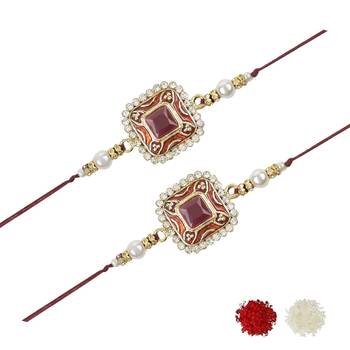 rakshabhandhan special kundan stone rakhi with roli chawal for bhaiya/brother/mens  2
