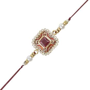 rakshabhandhan special kundan stone rakhi with roli chawal for bhaiya/brother/mens  3
