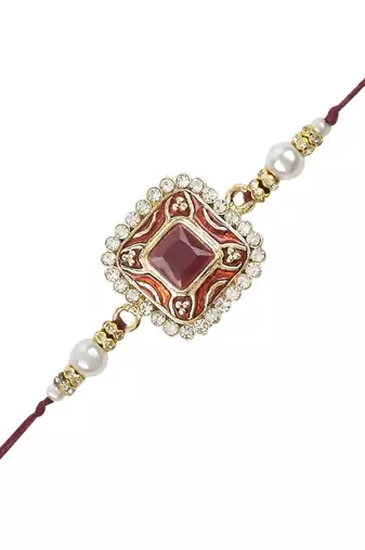rakshabhandhan special kundan stone rakhi with roli chawal for bhaiya/brother/mens 