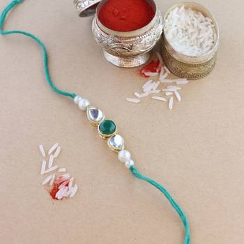 rakshabhandhan special kundan stone rakhi with roli chawal for bhaiya/brother/mens  1