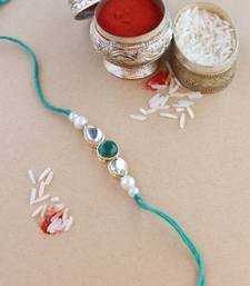rakshabhandhan special kundan stone rakhi with roli chawal for bhaiya/brother/mens 