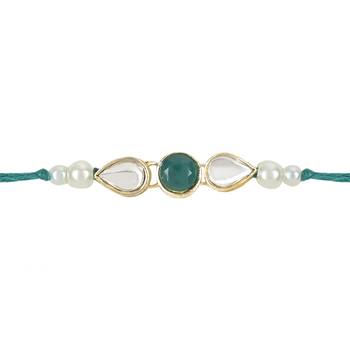 rakshabhandhan special kundan stone rakhi with roli chawal for bhaiya/brother/mens  2