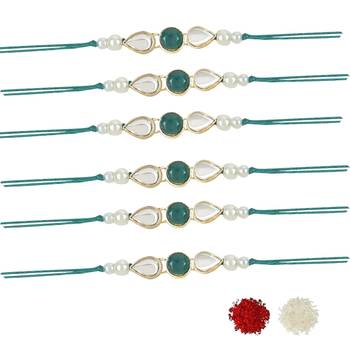 rakshabhandhan special kundan stone rakhi with roli chawal for bhaiya/brother/mens  1