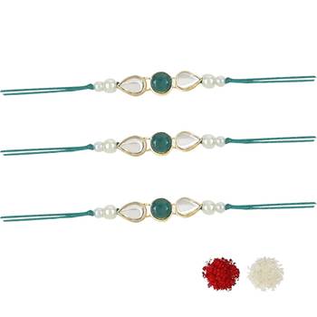 rakshabhandhan special kundan stone rakhi with roli chawal for bhaiya/brother/mens  1