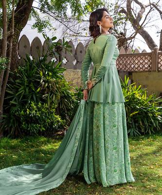 Green georgette sharara set kurta set 2