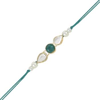 rakshabhandhan special kundan stone rakhi with roli chawal for bhaiya/brother/mens  3