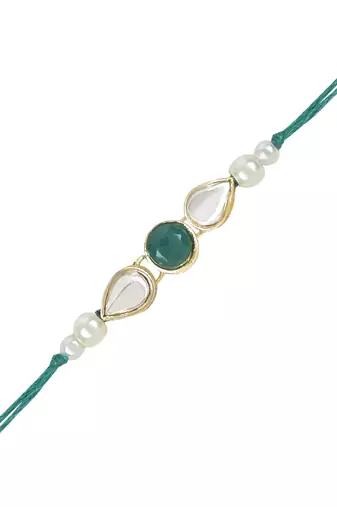 rakshabhandhan special kundan stone rakhi with roli chawal for bhaiya/brother/mens 