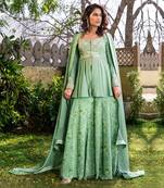 Green georgette sharara set kurta set