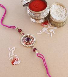 rakshabhandhan special meenakari kundan stone rakhi with roli chawal for bhaiya/brother/mens 