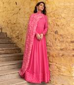 Pink georgette anarkali set