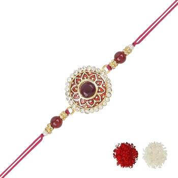 rakshabhandhan special kundan stone rakhi with roli chawal for bhaiya/brother/mens  2