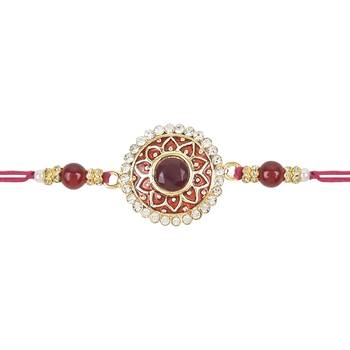 rakshabhandhan special kundan stone rakhi with roli chawal for bhaiya/brother/mens  3