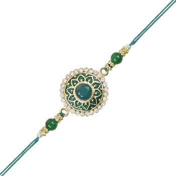 rakshabhandhan special kundan stone rakhi with roli chawal for bhaiya/brother/mens  3