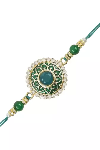rakshabhandhan special kundan stone rakhi with roli chawal for bhaiya/brother/mens 