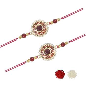 rakshabhandhan special kundan stone rakhi with roli chawal for bhaiya/brother/mens  2
