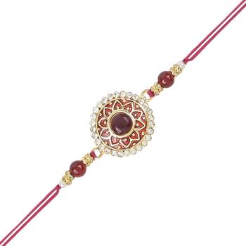 rakshabhandhan special kundan stone rakhi with roli chawal for bhaiya/brother/mens  3