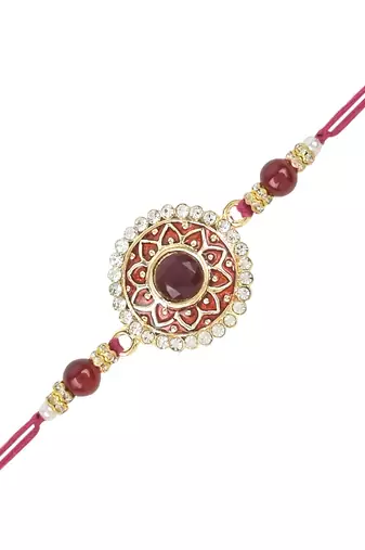 rakshabhandhan special kundan stone rakhi with roli chawal for bhaiya/brother/mens 