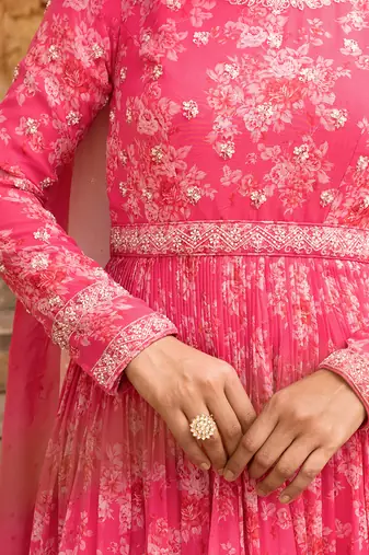Pink georgette anarkali set