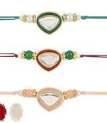 rakshabhandhan special kundan stone rakhi with roli chawal for bhaiya/brother/mens 