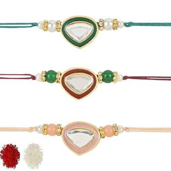 rakshabhandhan special kundan stone rakhi with roli chawal for bhaiya/brother/mens  2